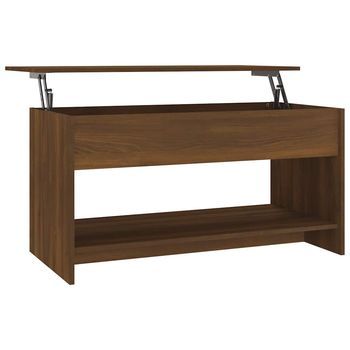 Mesa De Centro Madera De Ingeniería Roble Marrón 102x50x52,5cm Vidaxl