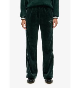 Superdry para mujer. W7011274A Pantalón Country Club Velour Straight verde (M), Casual, Poliéster