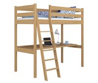 cama alta de roble con escritorio n03 roble natural