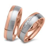 alianzas de acero inoxidable chapado en oro rosa parcialmente pulido