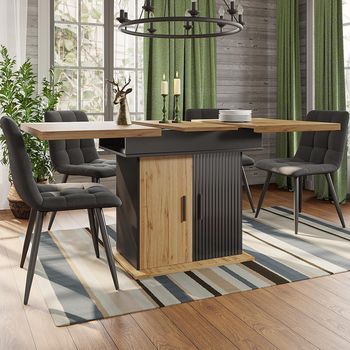 Mesa De Comedor 110→140x80 Cm, Estilo Retro, Plegable 4-6 Personas, Extensible, Cocina/salón