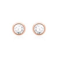 pendientes de mujer con diamantes en oro rosa 14 quilates