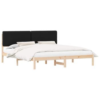Cama Matrimonial | Cama Para Adulto | Estructura De Cama Con Cabecera Tapizada Negro 200 X 200 Cm