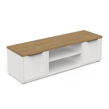 Mueble Tv Access - 2 Puertas + 1 Nicho - Roble Hamilton Y Blanco - 134