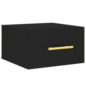 Mesita De Noche | Mesa Auxiliar | Mesilla De Pared Negro 35x35x20 Cm