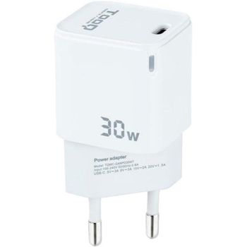Cargador de dispositivos móviles TooQ TQWC-GANPD30WT GaN USB-C 30W Blanco compacto
