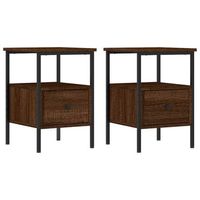 pack 2 uds mesitas noche  mesa auxiliar  mesilla madera ingenieria marron roble 34x36x50 cm