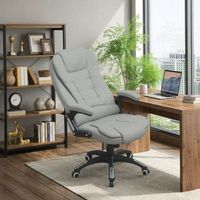 silla de oficina gris con masaje vibratorio de 6 puntos calefaccion lumbar y respaldo reclinable