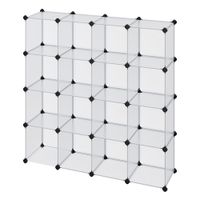 armario modular apilable de 16 cubos de color blanco