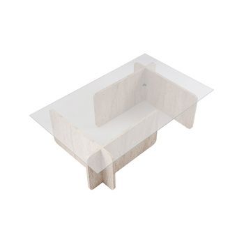Mesa De Centro Randi Travertino Y Transparente
