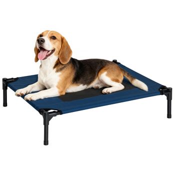 PawHut Cama Elevada Portátil para Mascotas 76,2x61x18 cm con Malla Transpirable y Tela Oxford Marco de Acero Resistente Azul   Aosom España