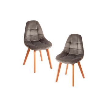 Pack 2 Sillas Kelen Terciopelo De Terciopelo 84*50*38 Cm - Gris Claro