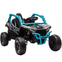 aiyaplay coche electrico para ninos 12v con licencia kawasaki teryx krx 1000 control remoto suspension trasera azul   aosom espana