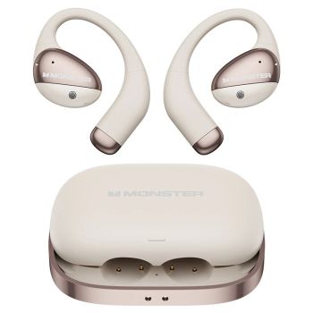 MONSTER AC520 OWS Audífono Inalámbrico Bluetooth 6.0 con diafragma compósito de 14,2 mm PE, IPX5 a prueba de agua, contr