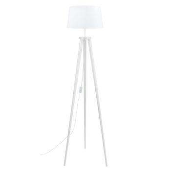 Lámpara de pie trípode madera blanco pantalla blanco