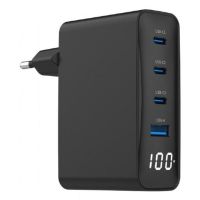 gembird cargador rapido usb gan de 4 puertos y 100 w con pantalla lcd negro