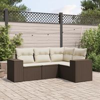 set de sofas de jardin 4 uds  juego de muebles de jardin y cojines ratan sintetico marron cfw29135
