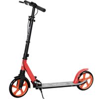homcom patinete plegable para adultos y ninos de 14 anos scooter con manillar ajustable 915x365x91-104 cm rojo