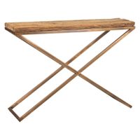 recibidor de madera y metal marron 112x37x82