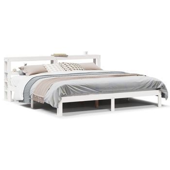 Cama De Matrimonio | Cama De Adulto | Estructura De Cama Con Cabecero Sin Colchón Blanco 200x200 Cm