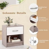 mesita de noche con cajon mesita auxiliar pequena con compartimento abierto 385 x 28 x 405 cm gris claro  blanco