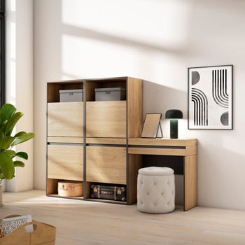 Zapatero efecto madera roble 190x35x145cm