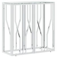 mesa consola  mesa de entrada  mesa auxiliar acero inoxidable y vidrio 70x30x70 cm
