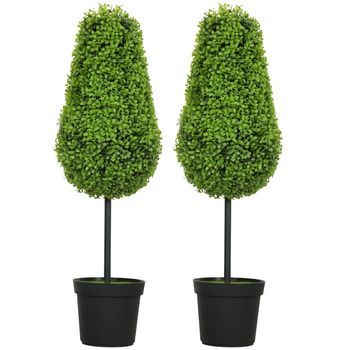 Set De 2 Bojes Artificiales 90 Cm En Forma De Lágrima Con Maceta
