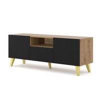 mesa tv ravenna pb rtv150 2d1s 150x42x56 crema  negro  dorado