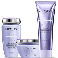trio de champu acondicionador y mascarilla blond absolu ultra violet de kerastase
