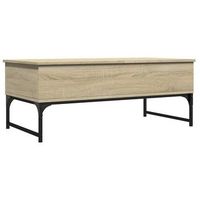 mesa de centro madera ingenieria metal roble sonoma 100x50x40cm vidaxl