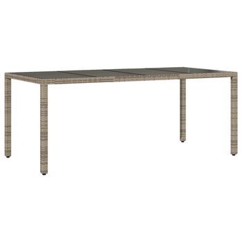 Mesa De Jardín | Mesa De Exterior Superficie De Vidrio Ratán Pe Gris 190x90x75 Cm