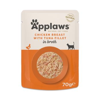 Applaws Cat Natural en caldo 12 x 70 g - Pechuga de pollo con filete de atún