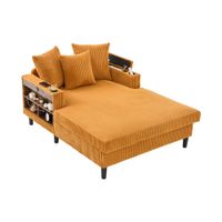 chaiselongue multifuncional de pana mostaza   aosom espana