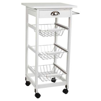 Carro de cocina de madera blanco 40x37x82