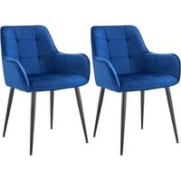 lote de 2 sillas de comedor de terciopelo ferndale azul oscuro 62x58x86 cm clp