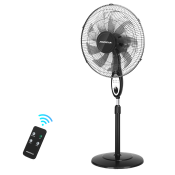 Aigostar Carr - Ventilador de pie, 16 pulgadas, 9 aspas, 3 velocidades, Negro, Mando a distancia