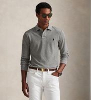 polo ralph lauren para hombre 710681126003 polo de pique slim fit de manga larga gris s casual algodon