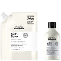 lroreal professionnel metal detox shampoo 300ml and refill pack 500ml for breakage  colour protection