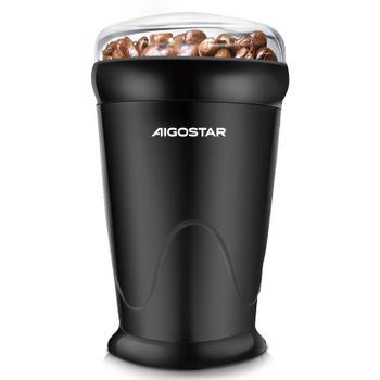 AIGOSTAR Molinillo de Café Eléctrico, Capacidad 60gr con Cepillo para Limpieza, Tapa Transparente,Cuchillas Acero Inoxidable (200W)