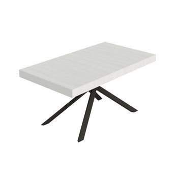 Mesa Extensible Niket 160/420x90 Cm Fresno Blanco Patas Antracita