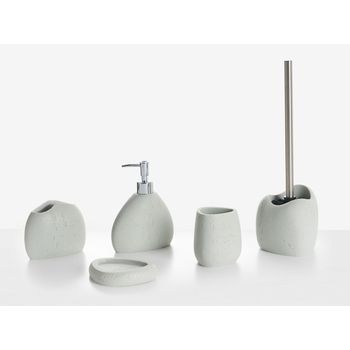 Conjunto De Accesorios De Baño Jabonera Dispensador De Jabón Escobilla Para El Inodoro Vaso Soporte Para Cepillos De Dientes Gris Claro Coata