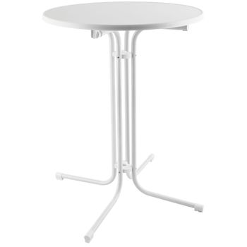Mesa alta redonda, plegable, con funda, 90x110 cm, blanco
