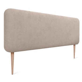 Dhome Cabecero Tapizado Liso Redondeado Tela Con Patas Para Pared Acústicos Cabeceros Absorbentes Cabezal Cama Dormitorio (beige, 150cm)