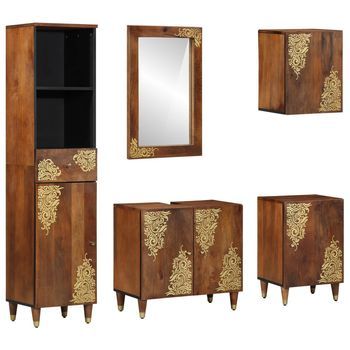 Juego De Muebles De Baño 5 Uds. Marrón Miel 62 X 33 X 58 Cm Vidaxl