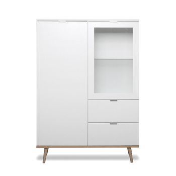 Vitrina 2 puertas y 2 cajones - al. 140 cm - blanco
