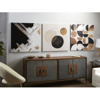 Lienzo  Abstracto Negro/oro 50% Al Oleo S/3 80x3x80cm
