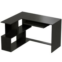 homcom escritorio de esquina 120 x 100 x 76 cm informatico en l con bandeja para teclado 4 compartimentos negro   aosom espana
