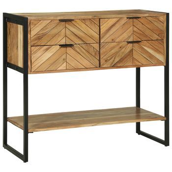Vidaxl Mesa Consola Marrón 90 X 35 X 80 Cm Madera De Acacia Sólida