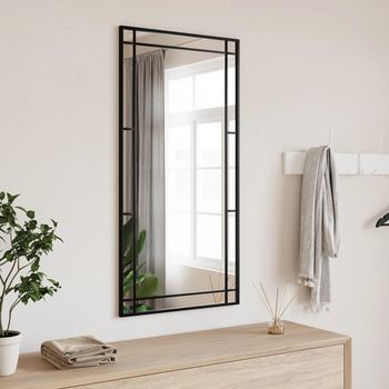 Espejo De Pared，espejo De Baño Rectangular De Hierro Negro 50x100 Cm Cfw789933